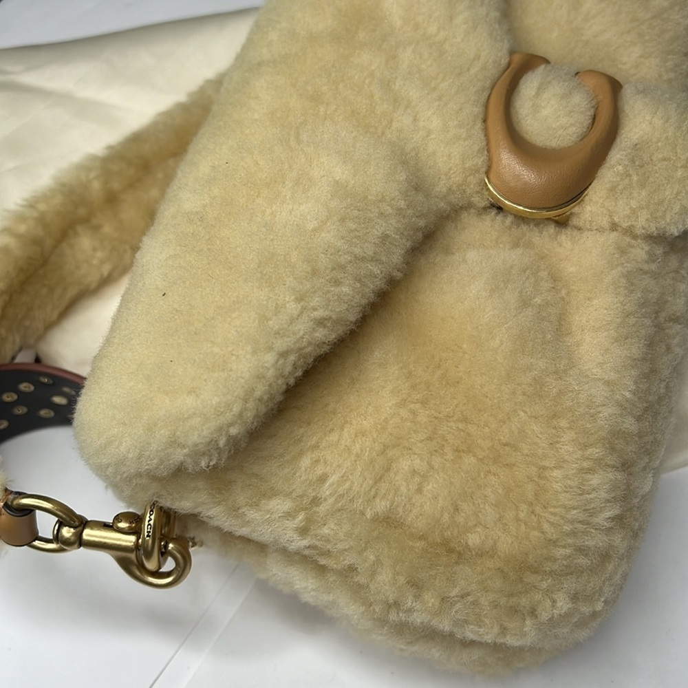 Coach Shearling Beige Fur Pillow Tabby Shoulder Crossbody Bag - Picture 8 of 16